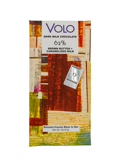 62% DARK MILK CHOCOLATE with brown butter + caramelized milk